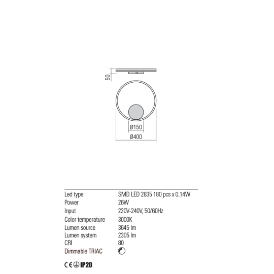 LED плафон REDO 01-1699-TRIAC ORBIT BRONZE 3000K